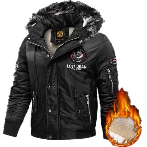 Mens Winter Warm Parkas With Removable Fur Hood Fleece Lined Thick Thermal Jackets Overcoat Fashion Windbreaker Big Size M-4XL