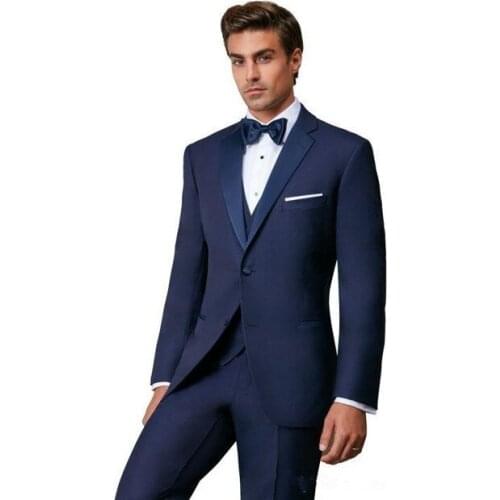 2019 Suits Men Slim Fit For Wedding Prom Dinner Business Groomsmen Suits Groom Tuxedos Men Suit Set Regular (Jacket+Vest+Pants)