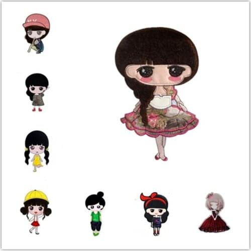 50pcs/Lot Embroidery Patches Letters Clothing Decoration Accessories Cartoon Girl Diy Iron Heat Transfer Applique Iron Ons