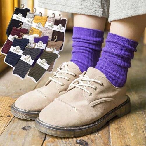 2020 New socks vertical stripe tube socks solid color simple female socks college style student casual pile socks comfortable