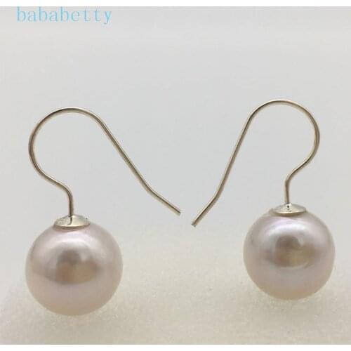 New beautiful natural freshwater white AAA11-12MM Baroque pearl Tibetan silver hook earrings