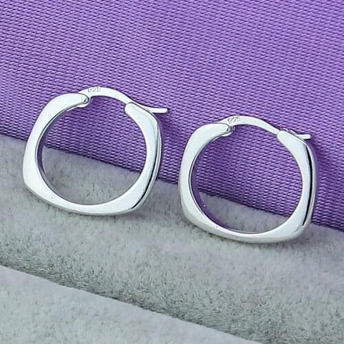Wholesale 925 Sterling Silver Fashion Square Charm Studs Earrings For Women Girls Gift Wedding Party Jewelry Accessories
