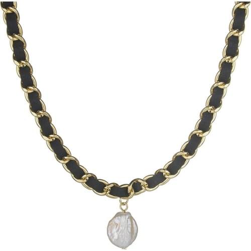 Fritillary Necklace Female Clavicle Chain Black Rope Shaped Pendant Korean Short Sweater Chain