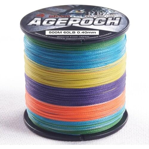 Free Shipping 4 Strands 500M Braided Fishing Line 6-100lb 13 Colors Available Multifilament Fishing Wire Material from Japan