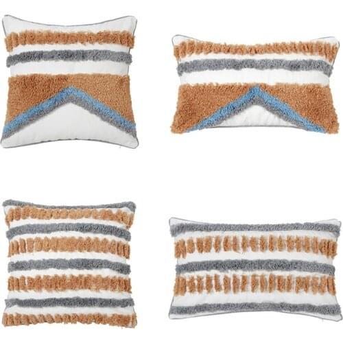 Woven Tufted Boho Throw Pillow Cover Luxury Cushion Case Farmhouse Pillowcase N0PA