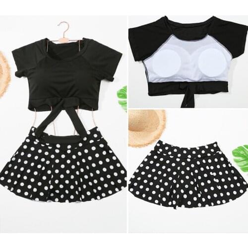 2021 Split Skirt Swimsuit Two-piece Flat-angle Skirt Style Hot Spring Korean Ins Style Polka Dot Swimsuit Bikini
