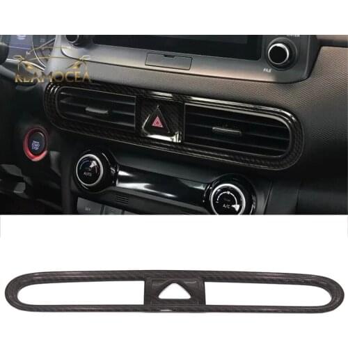 Reamocea 1Pc Carbon Fiber ABS Car Air Outlet Vent Auto Central Console Frame Trim Cover for Hyundai Kona Encino 2018 2019 LHD