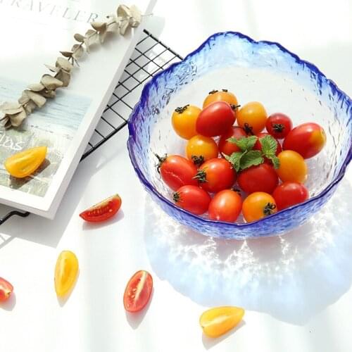 Christmas Vertical glass bowls transparent blue fruit salad bowl dessert soup bowl large tea wash