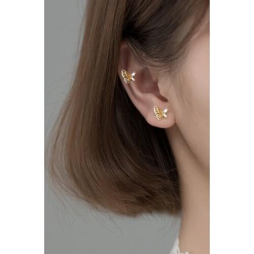 Stud Earrings Butterfly For Women Zircon Crystal Korean Fashion New Trend Geometric Punk Girl Jewelry Wholesale Present BOYULIGE