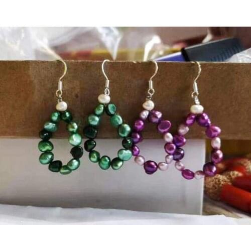 Newest Pearl Drop studs nugget pearl hand-made earrings beautiful freshwater pearls best price DIY jewelry N143