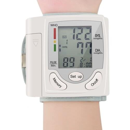 Sphygmomanometer Automatic Digital LCD Display Wrist Monitor Heart Beat Rate Pulse Meter Measure White Convenient Carry