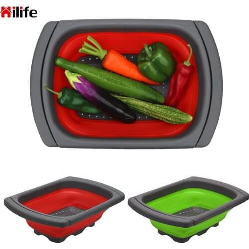HILIFE Foldable Colander Drain Kitchen Gadgets Folding Baskets For Fruit Vegetable Washing Kitchen Tools Sink Strainers Bowls