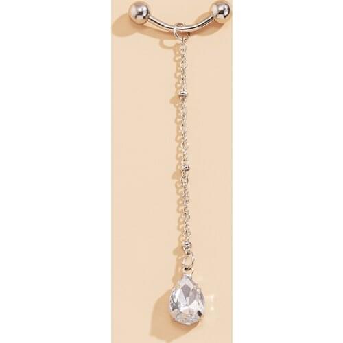 New Simple Tassel Rhinestone Alloy Eyebrow Nail Hip Hop Body Piercing Geometric Lip Nail Accessories European and American Style