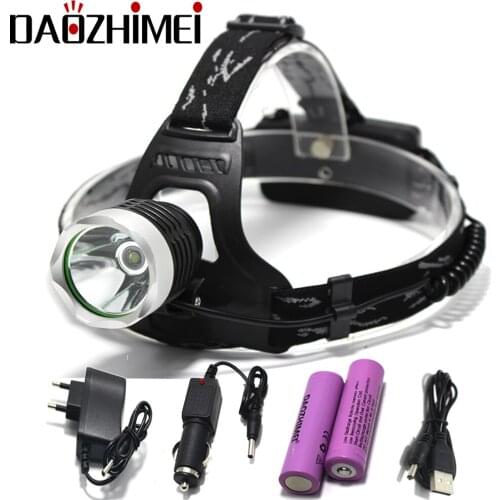 LED headlights Rechargeable Headlight Waterproof 3-Mode headlamp Fishing Light Camping18650 Lamp Torch With USB Cable