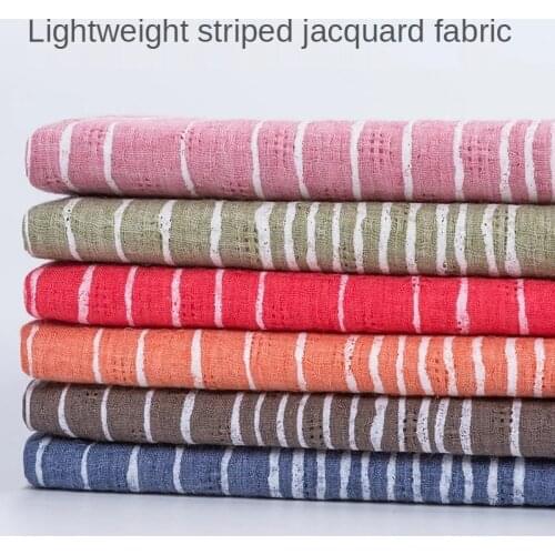 White Striped Printed Fabric Polyester Imitation Cotton Linen Cloth Children Breathable Pants Brocade Sewing for Dress 50*140cm