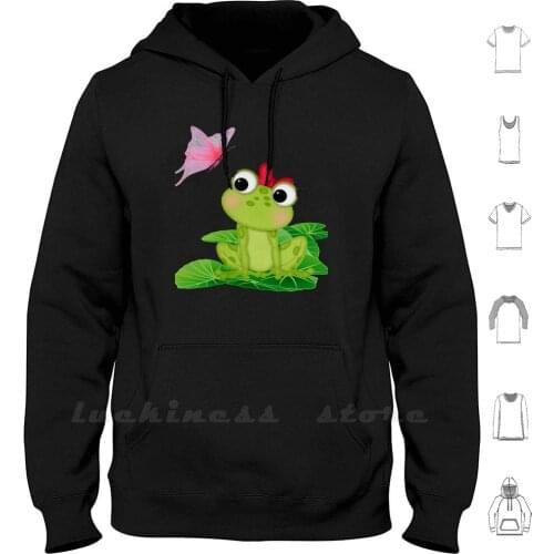 Cute Girl Frog 2 Hoodie Long Sleeve Girl Frog Cute Vector Child Childhood Cartoon Happy Kid Love Animal Joy