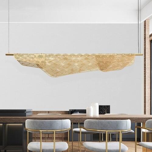 Creative Postmodern LED Chandelier Lighting Stainless Steel Dining Room Island Long Hanging Lamp Kitchen Office Restaurant Light