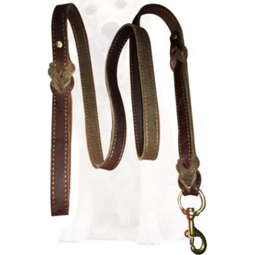 Genuine Cowhide Leather Pet Dog Traction Ropes Strong Traction Rope Cowhide Weaving Dogs Durable Leashes Pets Traction Ropes