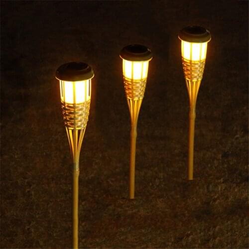 Solar Tiki Torch Light Outdoor Garden Solar Bamboo Torch Lights Landscape Pathway Solar Lawn Spike Spotlight
