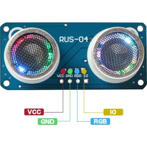 RUS-04 Ultrasonic Module with RGB Light Distance Sensor Compatible HC-SR04 obstacle avoidance sensor for Arduino Smart Car Robot