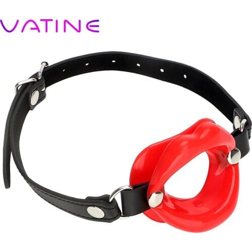 VATINE Oral Fixation Open Mouth Gag Rubber Lips SM Bondage Restraints Adult Product Leather O Ring Fetish Sex Toys for Couples