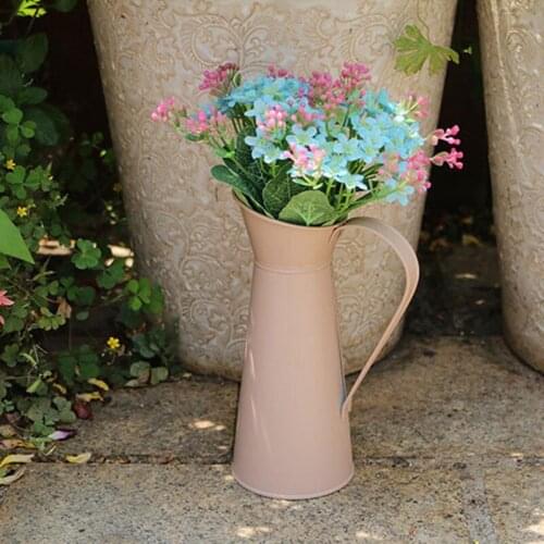20cm Vintage Shabby Flower Vase Tin Pitcher Jug for Home Office Decor Flower Arrangement Container Chic Flower Vase Coffee Pot