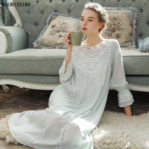 Women 100% Cotton Nightgown Lace Princess Sexy Sleepwear Night Dress Homewear Nightwear Luxury Nightdress Female Night Gown