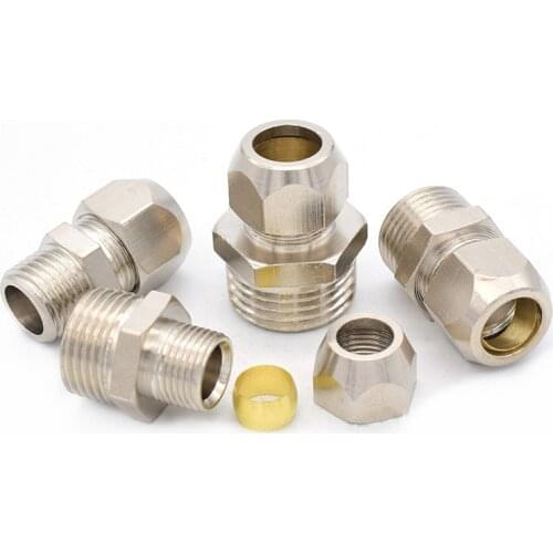 1/8" 1/4" 3/8" 1/2" BSP Male Thread 4 6 8 10 12 14 16mm OD Tube brass Ferrule Tube Compression Fitting Connector