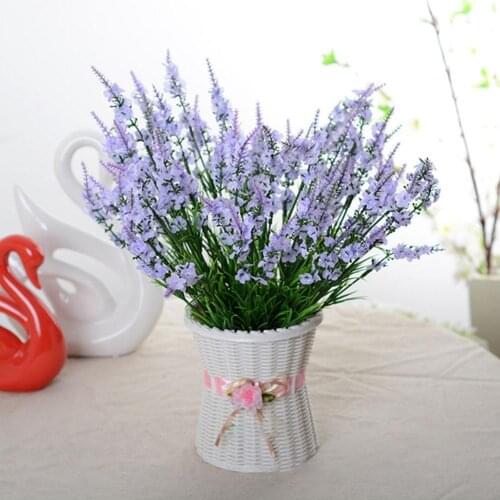 1Pc 7 Head Romantic Provence Lavender Wedding Decorative Flower Vase for Home Decor Artificial Flower Grain Christmas Fake Plant
