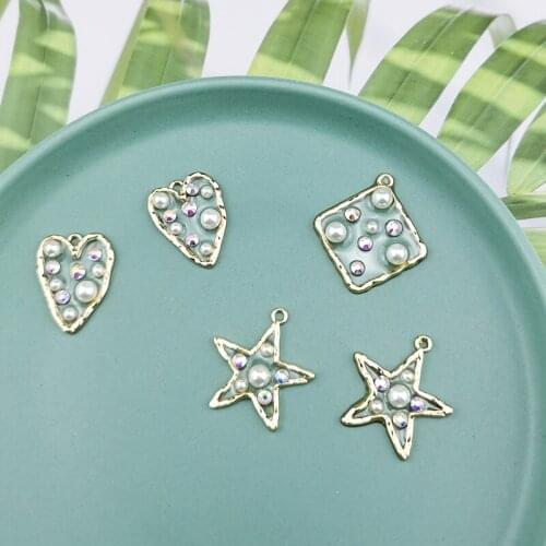 10pcs Creative Transparent lovely heart star circle square pendants Earrings Drop charm Ear Studs tag DIY