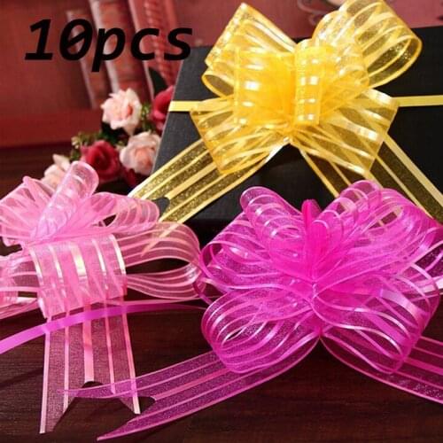 10pcs/lot Gift Packing Pull Bow Ribbons Gift Wrapping Wedding Party Decoration Pullbows Top Quality