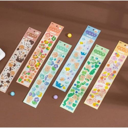 2 Sheets Cute Bubble Bear Decorative Stickers Scrapbooking Stick Label Diary Album stationery Korean Sticker Accessories