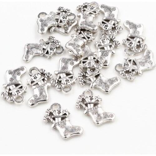 20pcs Charms Christmas shoes sock sled 18x11mm Antique Silver Plated Pendants Making DIY Handmade Tibetan Finding Jewelry