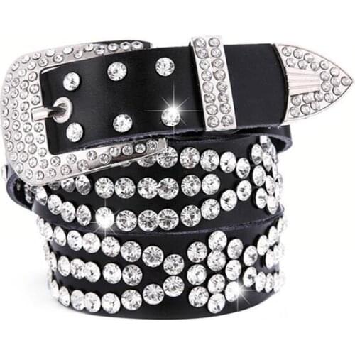 2021 Fashion Alloy Women cowhide Belt Chain luxury for BRAND New style Pin Buckle joker Diamond inlaid