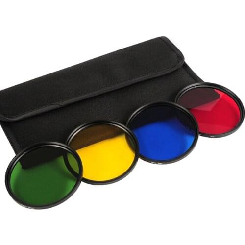 5in 1set lens Filter Colour Filter Set Green Yellow Blue Red + Filter BAG For Canon Nikon pentax 49 52 55 58 62 67 72 77 MM