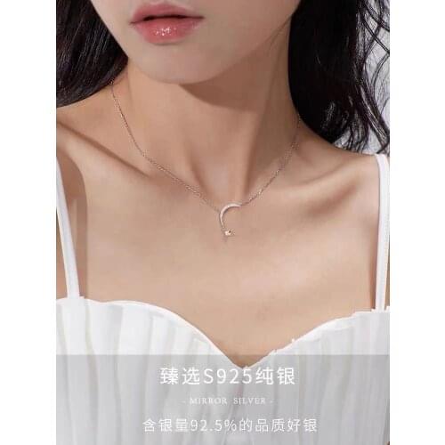 925 sterling silver necklace with clavicle chain moon tassel accessories ins creative hipster girlfriend lover gift