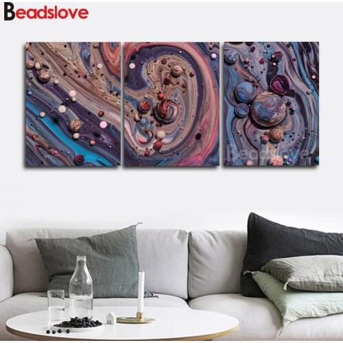 5d diy diamond embroidery Abstract art full square round drill diamond painting 3pcs 5d diamond mosaic home decoration