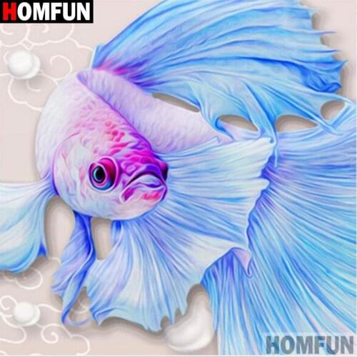 HOMFUN Full Square/Round Drill 5D DIY Diamond Painting "Animal goldfish" 3D Diamond Embroidery Cross Stitch Home Decor A19946