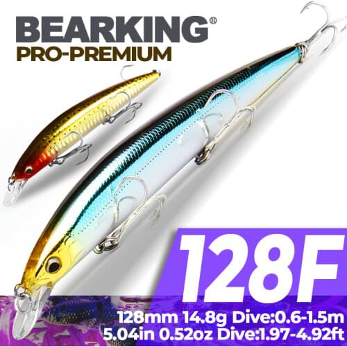 Bearking 1PCS Minnow Fishing Lure Laser Hard Artificial Bait 3D Eyes 12.9cm 14.8g Fishing Wobblers Crankbait Minnows