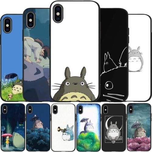 My Neighbor Totoro black Silicone Phone Case For iPhone 12 XR XS Max 5 5S SE 2020 6 6S 7 8 PLUS X 11Pro Max 11 Cover