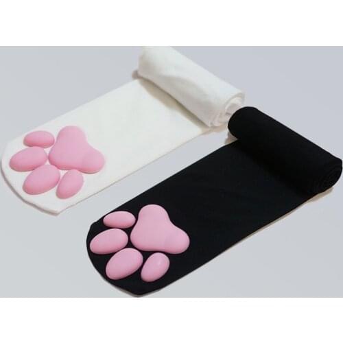 Long Cat Paw Pad Cotton Socks Women ToeBeanies Girls Cat Pawpads Footprint Over Knee Thigh Stocking Fashion Cute Cosplay