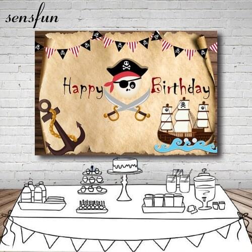 Sensfun Pirate Ship Skull Island Pennant Map Navigation Birthday Photophone Photography Backgrounds Photo Backdrops Props