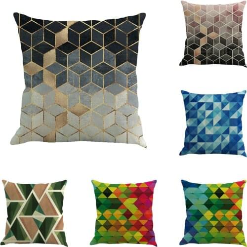 Geometric Triangle Cushion Covers 45x45 cm Polyester Square Pillowcases for Car Chair Sofa Square Cushion Covers