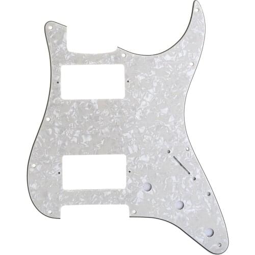 Musiclily Pro 11 Hole Guitar Strat Pickguard HH for American/Mexican Fender Standard Stratocaster Style, 4Ply Parchment Pearl