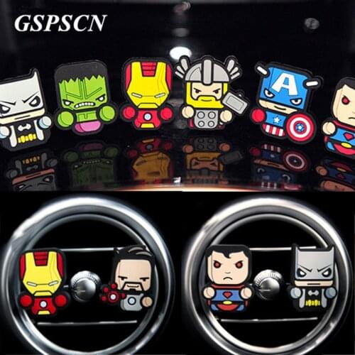 GSPSCN Cute Avengers Car Freshener Perfum Car Parfume air freshener Outlet Parfume Auto Air Condition Vent Clip