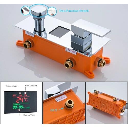 Chrome Polish 2 Ways/3 Ways Valve Mixer Bathroom Shower Faucet Accessory Concealed LED Digital Display Shower Panel Mixer Valve