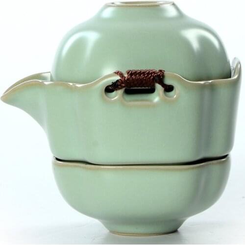 Exquisite tea set Ruyao Ru Kilns Celadon Geware porcelain portable Tea Sets Travel Tea Set Ceramic teacup Teapot Geyao Quik Cup