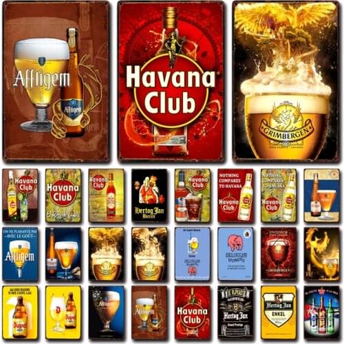 [ Kelly66 ] Havana Club Hertog Jan Affligem Tin Art Metal Belgian Beer Sign Home Pub Bar Decor Painting 20*30 CM Size Dy197