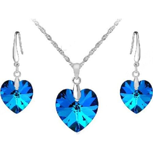 Promotion Deal Jewelry Set For Ladies 925 Sterling Silver Jewelry Charm Pendant Necklace Hoop Earring Elegant Bijoux
