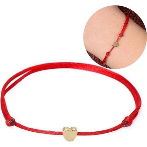 Korean Version Fresh Girls Bracelet Jewelry Trendy Women Heart Charm Rope Lucky Bracelet Bangle Adjustable Jewelry Gift
